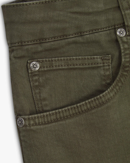Vingt Quatre Slim Fit Olive Green Garment Dye Jeans
