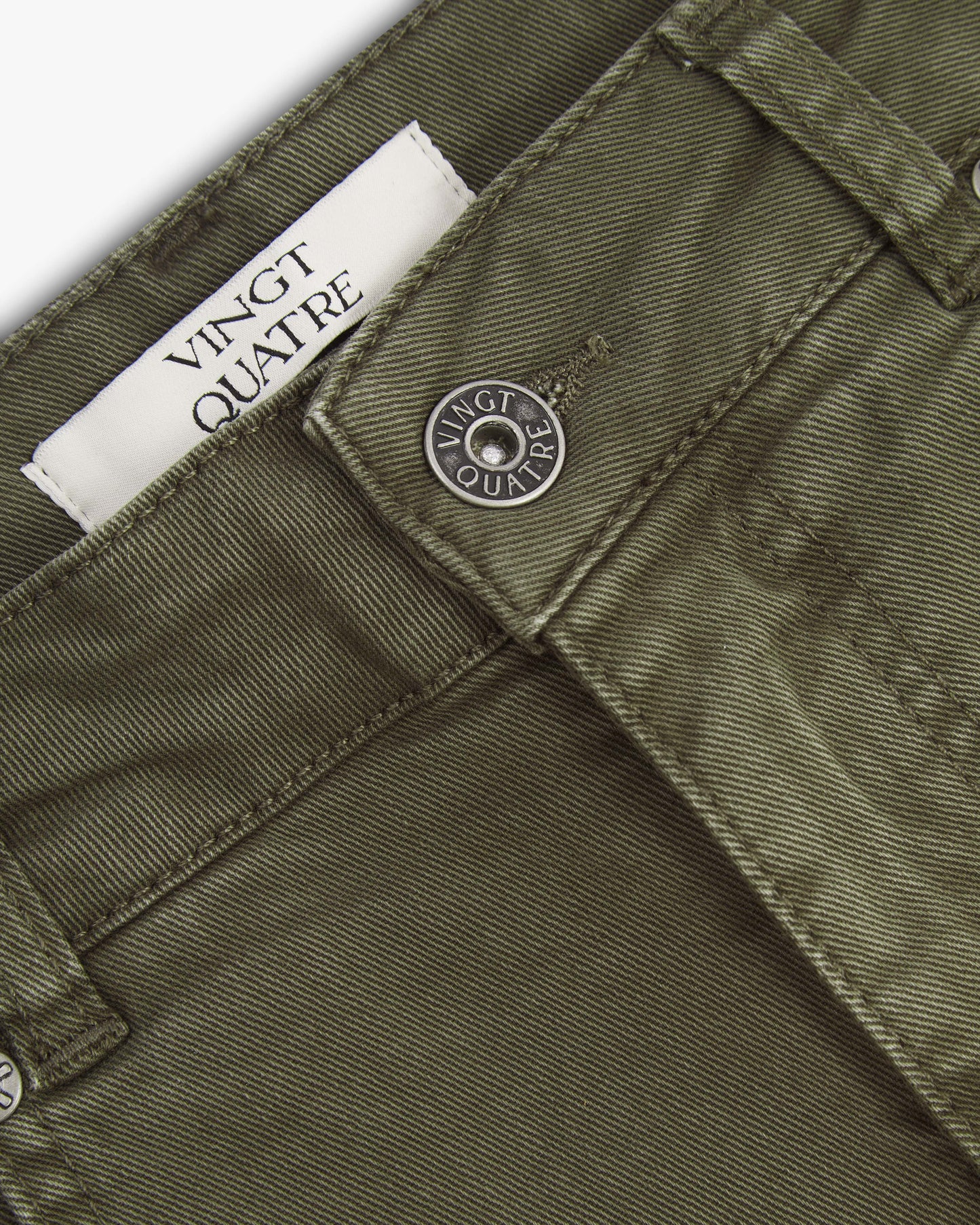 Vingt Quatre Slim Fit Olive Green Garment Dye Jeans