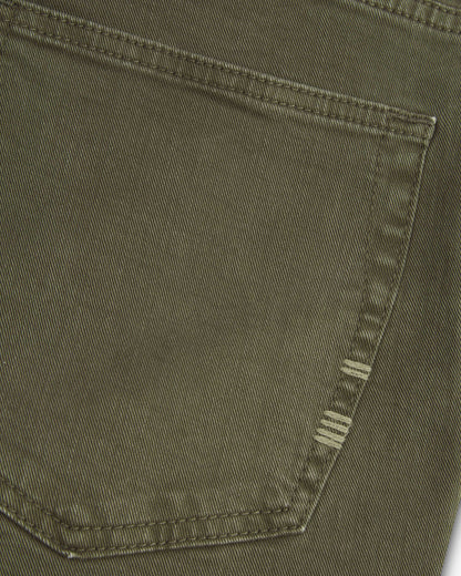 Vingt Quatre Slim Fit Olive Green Garment Dye Jeans