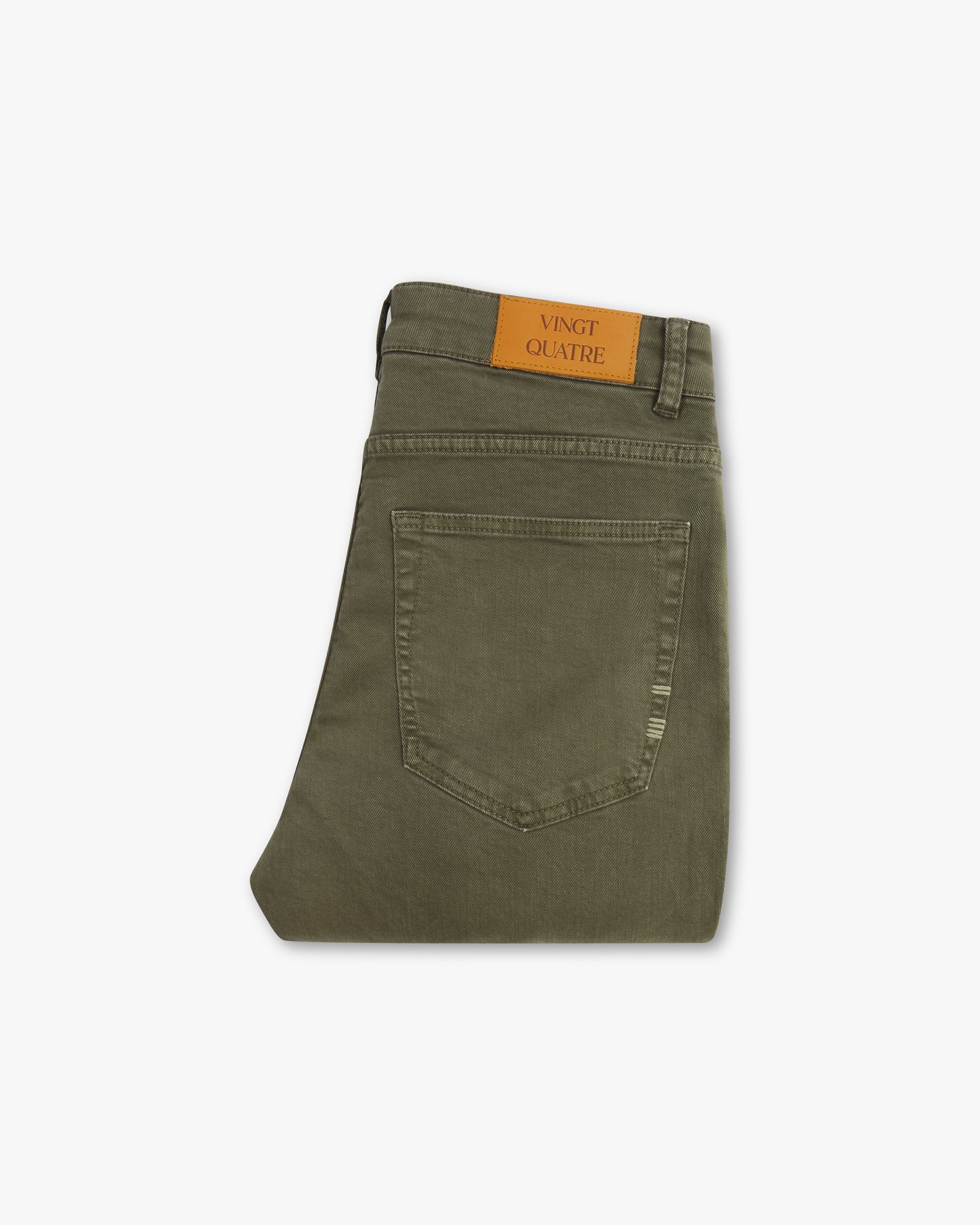 Vingt Quatre Slim Fit Olive Green Garment Dye Jeans