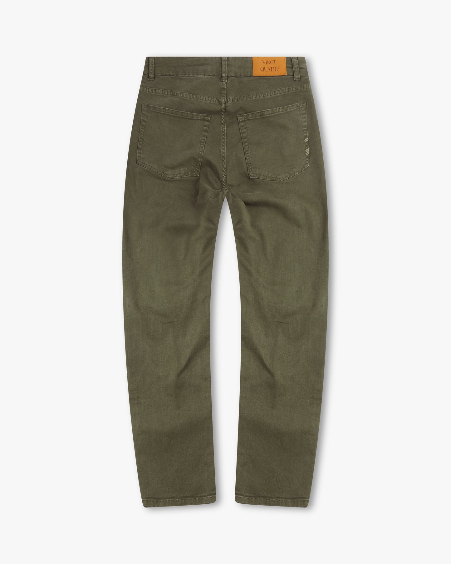 Vingt Quatre Taper Fit Olive Green Garment Dye Jeans