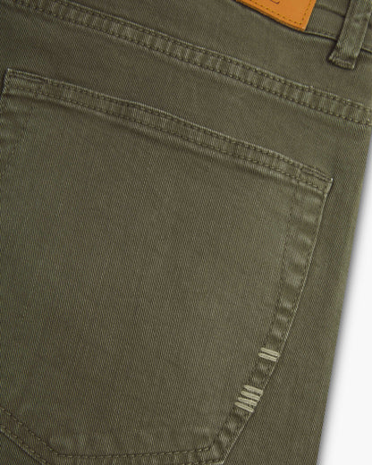 Vingt Quatre Taper Fit Olive Green Garment Dye Jeans