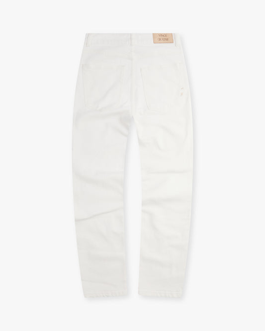 Vingt Quatre Taper Fit Chalk White Garment Dye Jeans