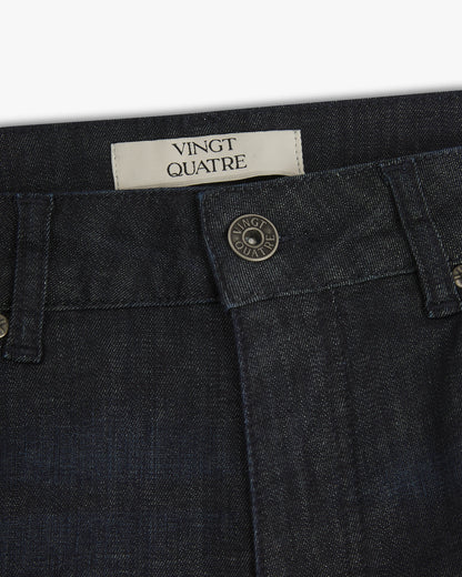 Vingt Quatre Taper Fit Linen Blend Deep Blue Jeans
