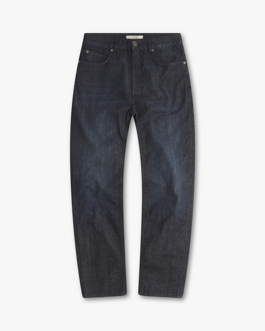 Vingt Quatre Taper Fit Linen Blend Deep Blue Jeans